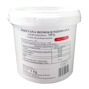 ŚMIETANA HOMOGENIZOWANA UKWASZONA 18%1KG